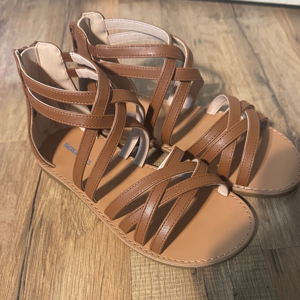Stylish Tan Strappy Kids Sandals
